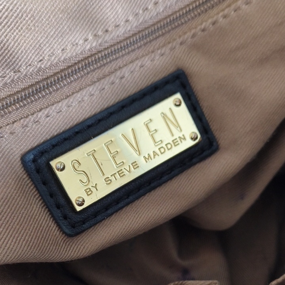 Y2K Steven By Steve Madden Black Leather Studded Shoulder Bag - Vintage - Picture 2 of 11